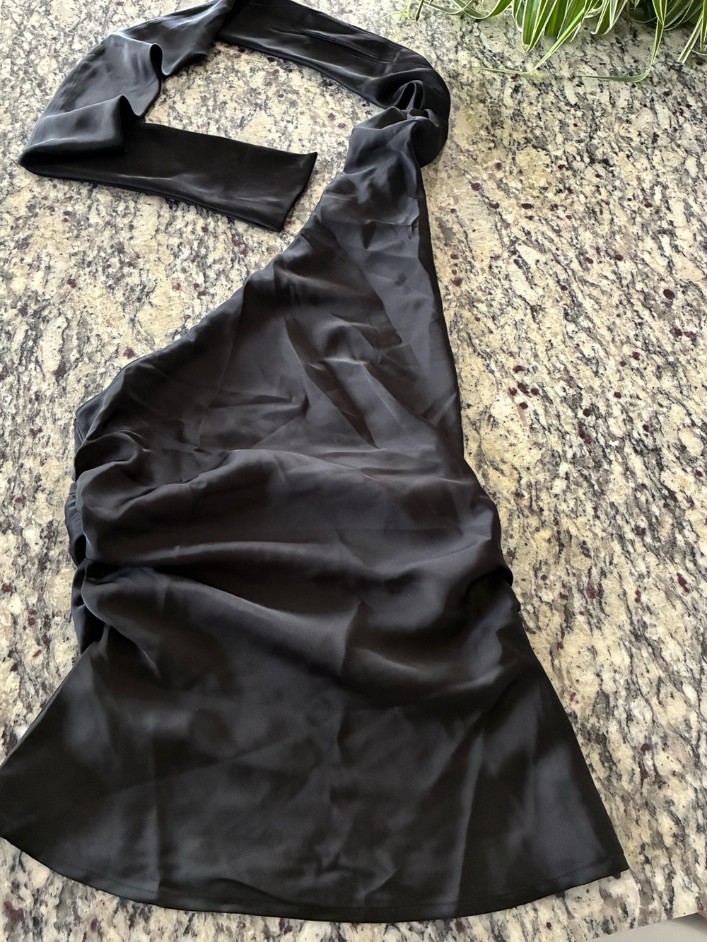 Satin One-Shoulder  Black halter top